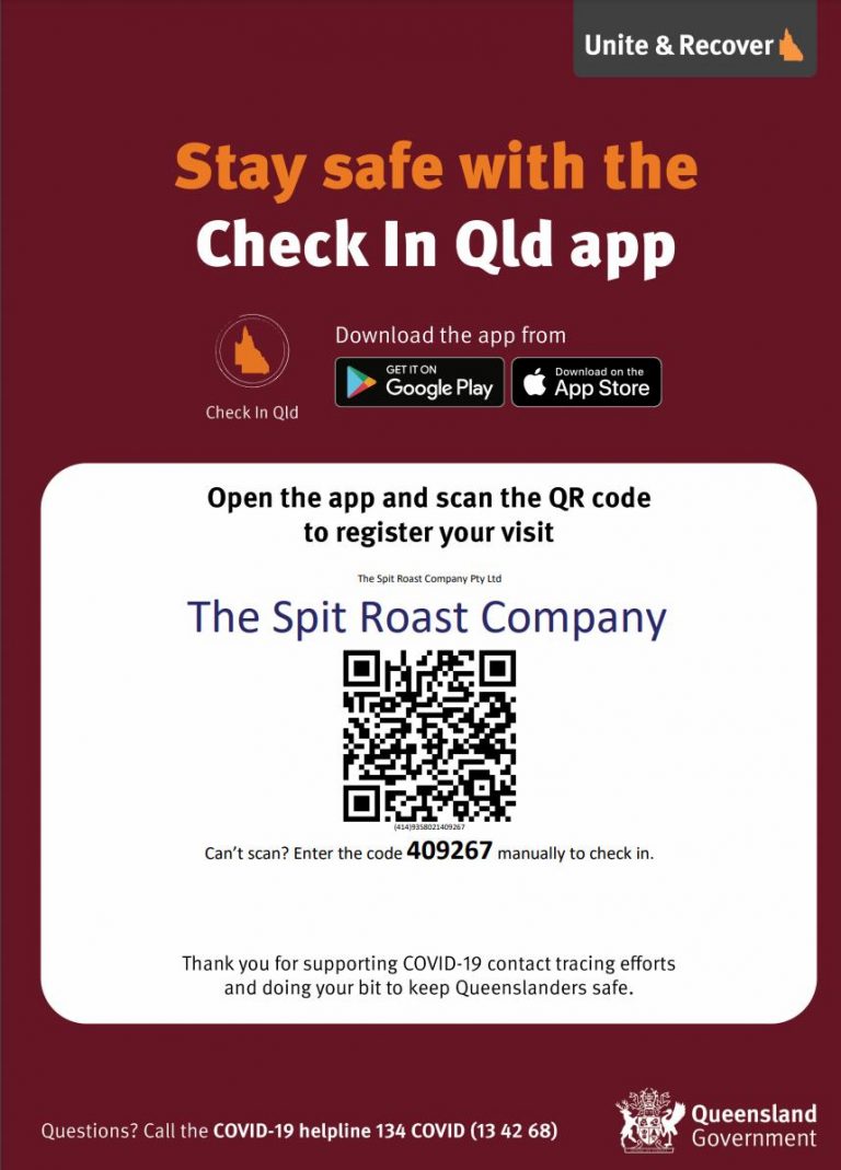 Stay Safe with the Check In Qld app 2021 - The Spit Roast Company